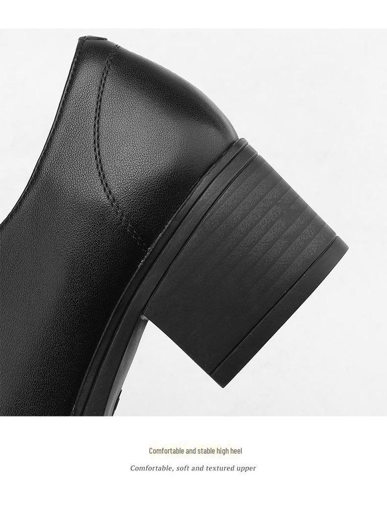 Женские повседневные туфли из мягкой кожи на шнуровке - средний каблук, круглый носок, доступны большие размеры