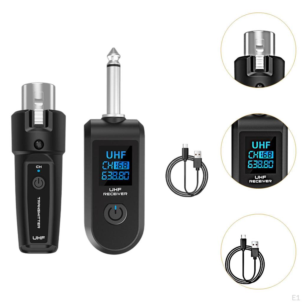 Audio Transmitter Receiver Microphone Wireless System for Guitar Dynamic Mic