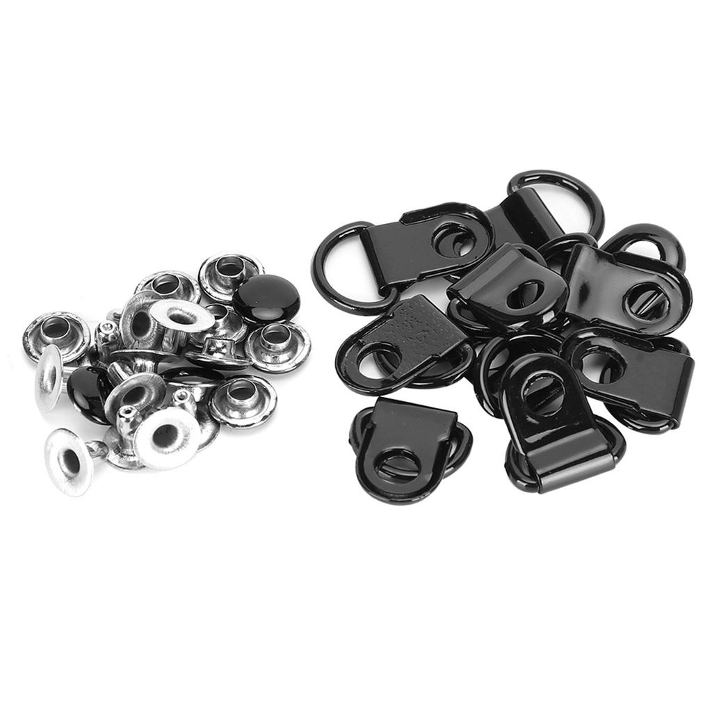 100 Set Shoelace Hook DRing Eyelet Buckle Brass Shoe Leather DIY Rivet Tool Gloss Black 9x22mm