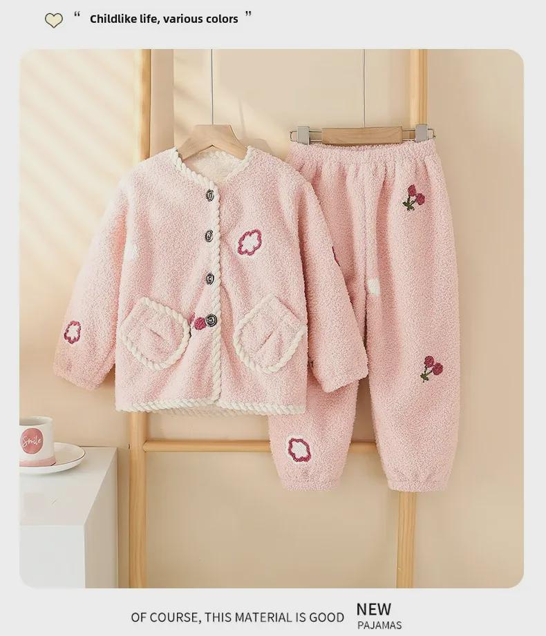 Мягкая фланелевая зимняя пижама для мальчиков - толстый теплый хлопковый детский кардиган для сна