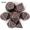 7 Pcs Silver Red Standard Metal Dice Solid Metal Polyhedral Dice Set Suitable for Role-Playing RPG  Board Game Card Game