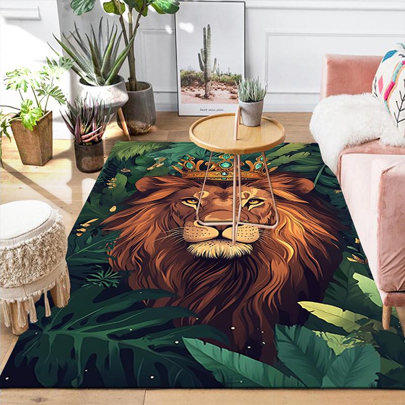1Pc Royal Lion Jungle Rug, Office Carpet Indoor Outdoor Doormat, Non-Slip, Comfortable, Living, Christmas Halloween, Xmas Gift G1266