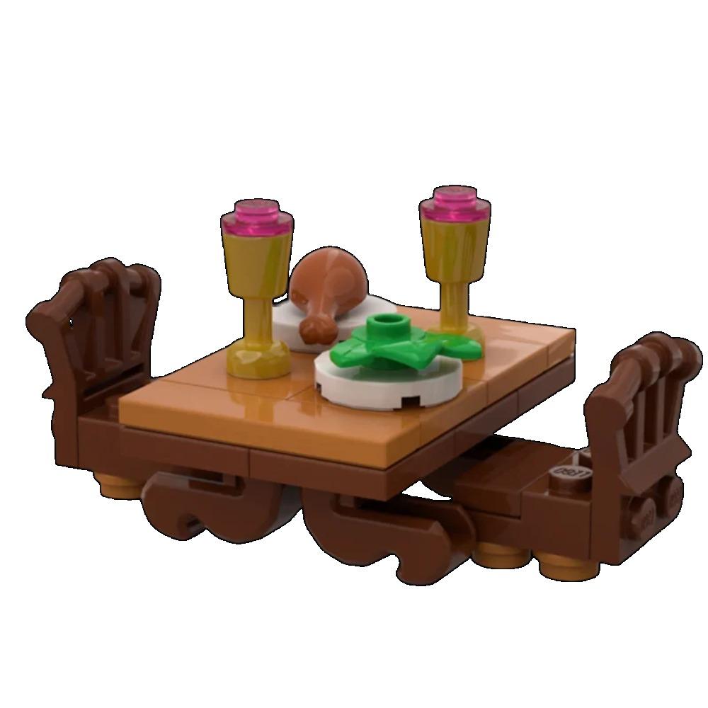 Игрушки из строительных блоков MOC Серия средневековой настольной мебели Модель Креативное украшение Игрушки для самостоятельной сборки Праздничные подарки для всех