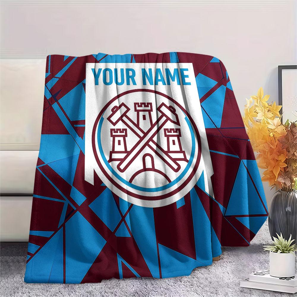 Custom Name,West Ham United Printed Flannel Blanket, soft throw for bedroom sofa, washable, Christmas present, great gift.