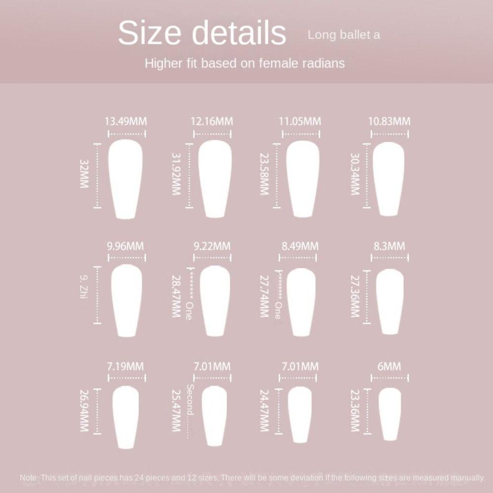 24pcs Detachable Nail Tips Black Blue Press On Nails Full Cover Fake Nails Long Ballerina French