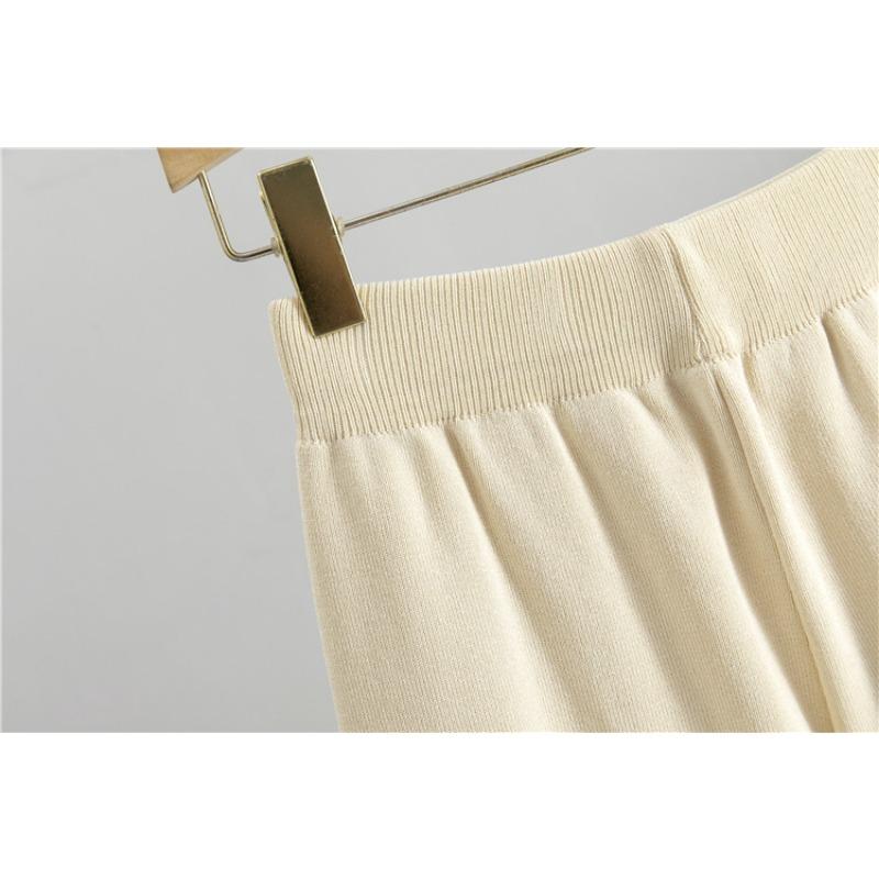 Spring and Autumn Women's Knitted Wide Leg Pants Short Small Fragrance Fashion Casual Pant Suit