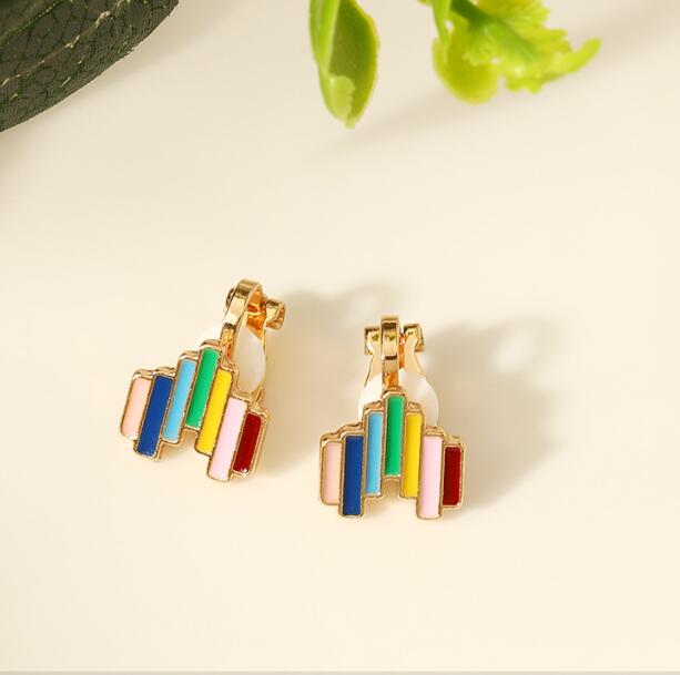 Зажим для ушей без пирсинга, эмалированные серьги, простые модные накладные серьги для женщин