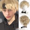 High Quality Short Curly Synthetic Wig with Black and Gold Hair Suitable for Halloween Role-playing Suitable for Men and Boys