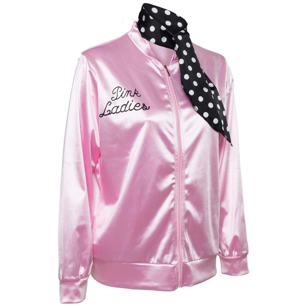 Розовый Костюм Косплей Grease для Женщин Взрослый Ретро Куртка Фантастический Костюм Черлидерши Для Женщин Осеннее Пальто Хэллоуин Карнавальный Костюм