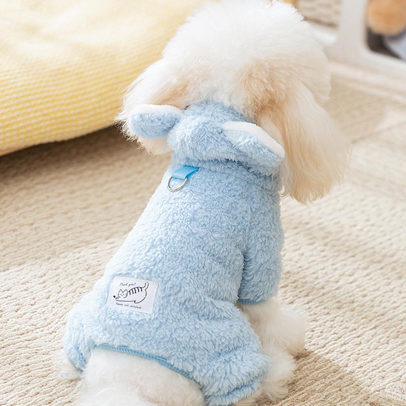 Флисовый комбинезон для собак, теплая одежда для котят и щенков, милые медвежьи ушки, пальто для собак для девочек, чихуахуа, французский бульдог, бишон, одежда для домашних животных, пижама