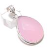 Подвеска из стерлингового серебра 925 пробы с натуральным розовым халцедоном ручной работы 1,85 дюйма y6S91