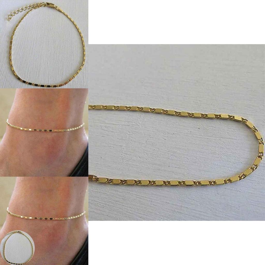 Versatile Women Simple Gold Plated Chain Anklet Ideal For Beach And Casual Wear