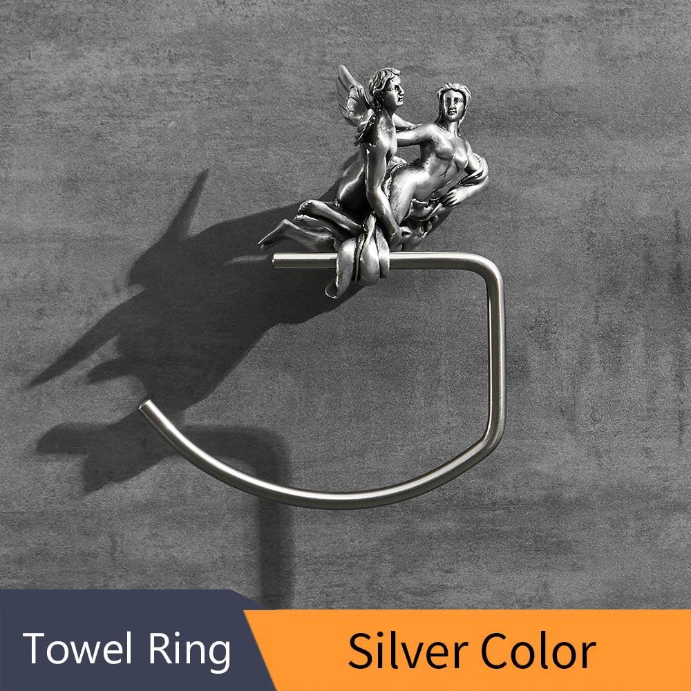 Shower Room Romantic Series Bronze Bathroom Towel Rack Wall Mounted Brush Towel Ring Bathroom Accessories Bath Hardware MB-0816B