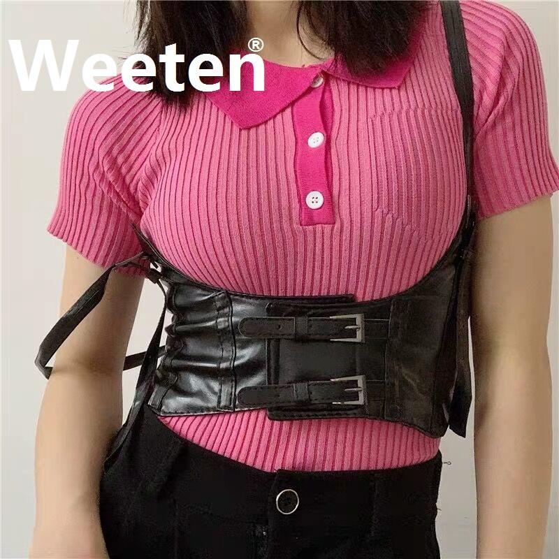 Punk Style Women Belt PU Elastic Corset Belt Fashion Wide Waist Belt Ladies Clothing Female