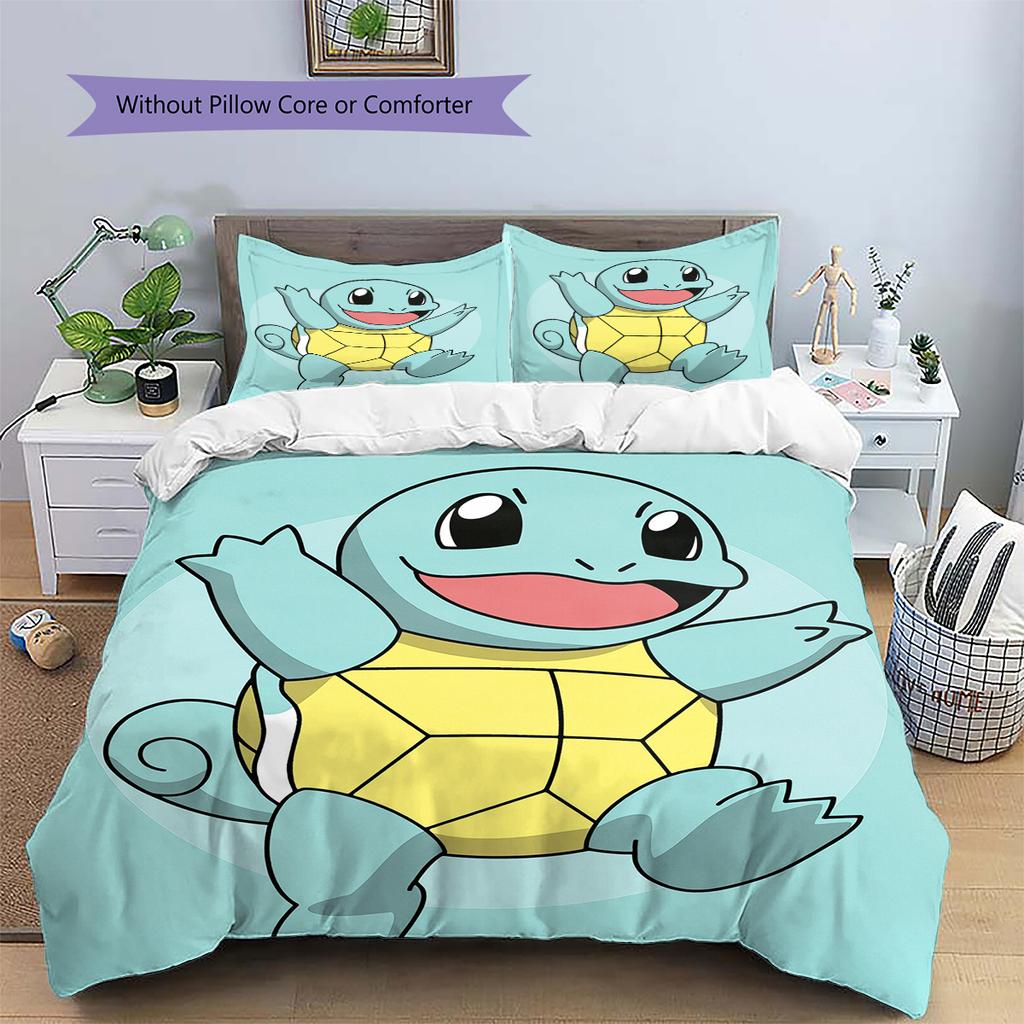 Squirtle Pattern Bedding Home Decoration Birthday Gift (1 * duvet cover + 2 * pillowcase, without core)