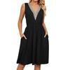 Women's Summer Dress V Neck Sleeveless Midi Dresses with Pockets Casual Boho Beach Vacation Sundresses