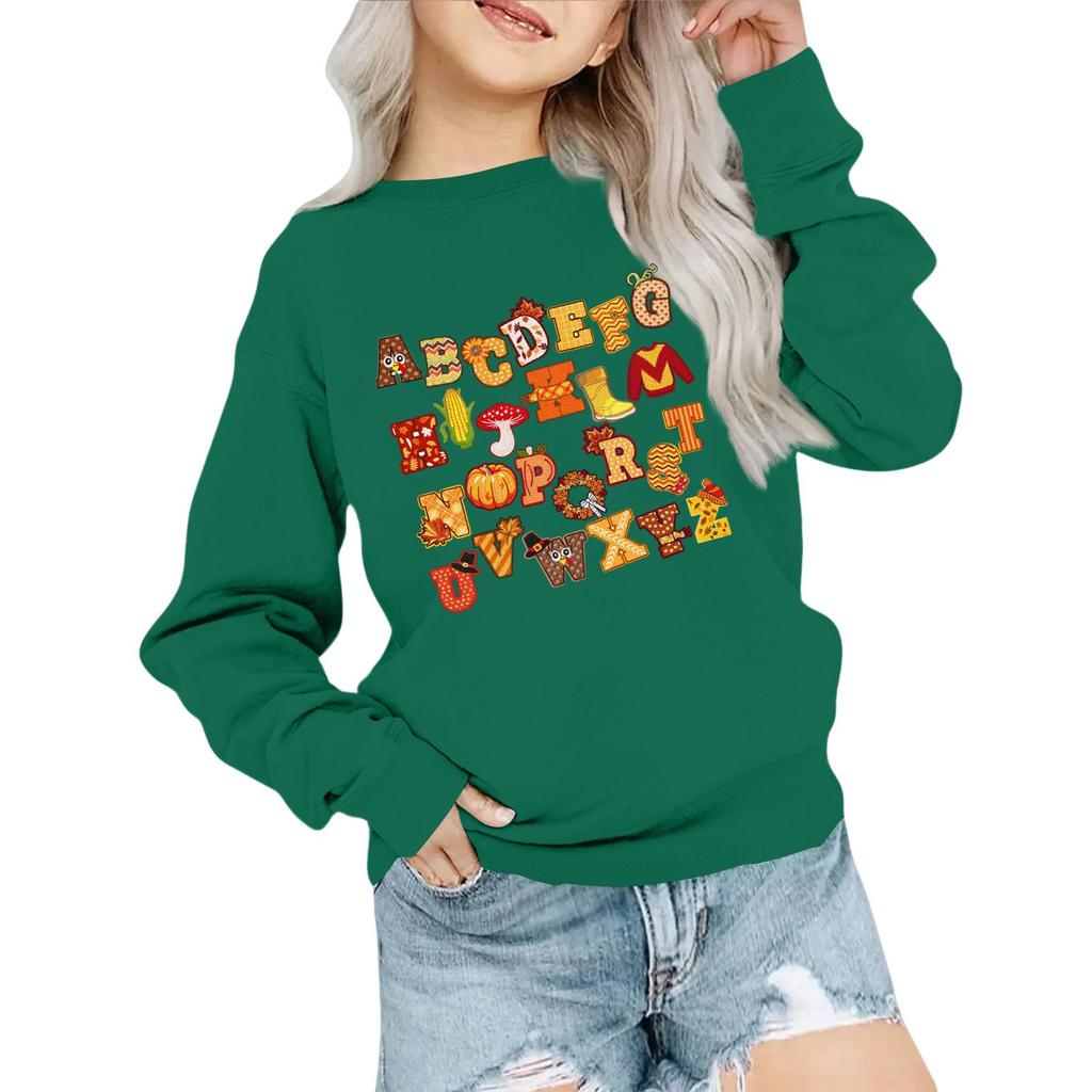 Kids' Fashion Loose-Fit Casual Long-Sleeve Christmas Print Oversized Crewneck Sweatshirt
