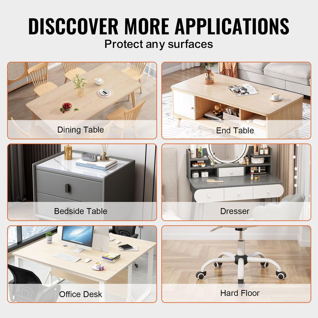 VEVOR Plastic Table Cover, 36 x 60 Inch 1.5 mm Thick Frosted Table Protector, Rectangle PVC Desk Mat