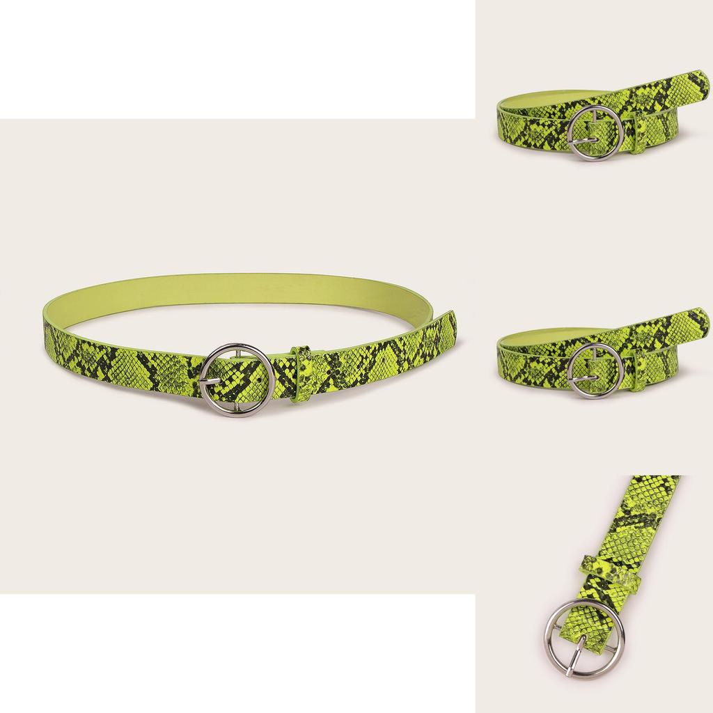 Ремень из искусственной кожи с зеленым змеиным узором и пряжкой-иглой для повседневной носки