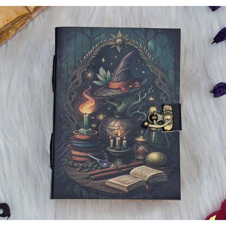 Дневник «Книга заклинаний ведьмы» | Винтажный магический гримуар ручной работы | Запираемый кожаный переплет для письма и рисования