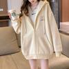 New Spring and Autumn Season Fashion Simple and Lazy Style Loose and Versatile Long Sleeve Hooded Lace Up Sweater Coat