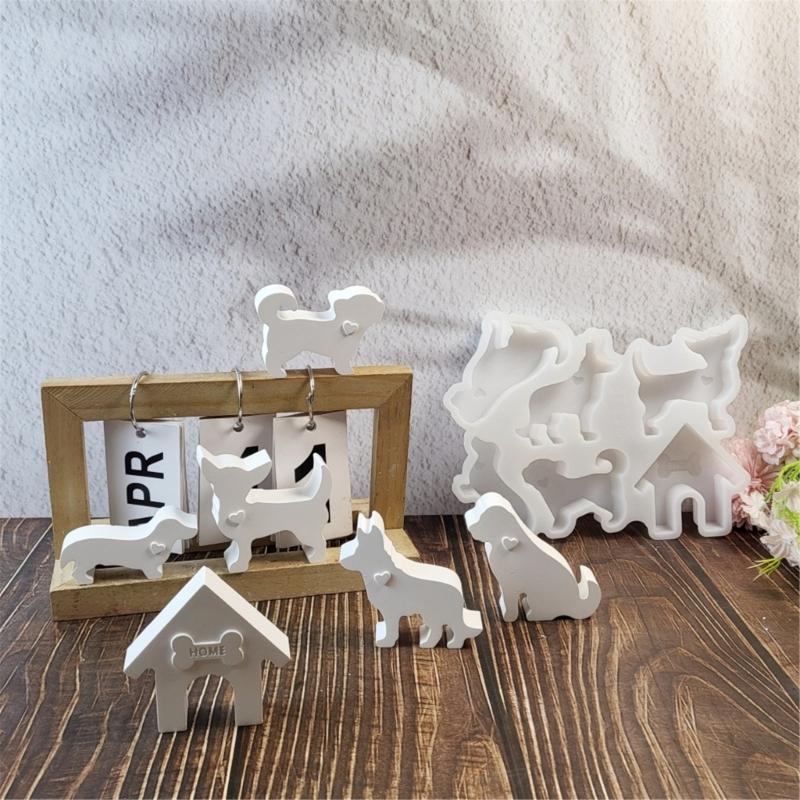 Семейное украшение в виде собаки Силиконовые формы для свечей для изготовления свечей и мыла ручной работы Цемент Гипс Силиконовые формы для искусства и ремесел