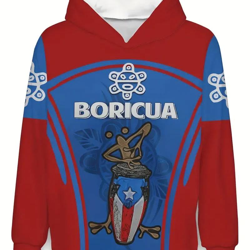 Мужская толстовка с капюшоном Puerto Rico с 3D-принтом, осенний свитер, повседневная толстовка с капюшоном для мужчин, свободная одежда