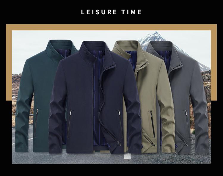 Модная мужская осенняя куртка в стиле business casual с воротником-стойкой 2022: Свободная рабочая одежда для папы среднего возраста