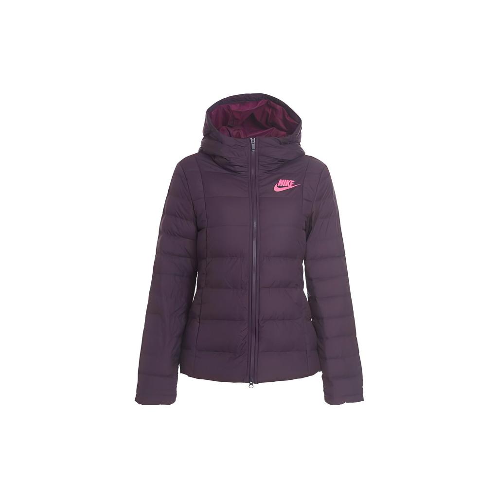 Nike Теплая приталенная куртка с капюшоном и застежкой-молнией, с длинным рукавом, женские куртки темно-красного цвета AJ7424-670