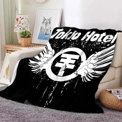 Одеяло с принтом группы Tokio Hotel в стиле ретро, теплое одеяло, фланелевое мягкое и удобное одеяло, постельное белье для путешествий, подарок на день рождения