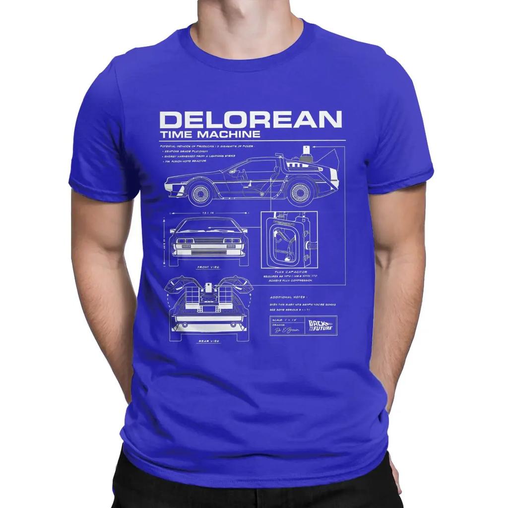 Мужские футболки Back To The Future Delorean Схематичные Хлопок Мотоцикл Повседневные С коротким рукавом Футболка Подарок
