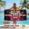 Custom Text Beach Towel, Soft Absorbent Swimming Multi-use TowelPoland Football