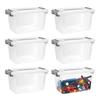 RAIN QUEEN Toy Storage Basket with Lid for Lego, Tomica, Building Blocks, LEGO Storage Box, Stackable, Transparent, Organized, Plastic, Set of 6
