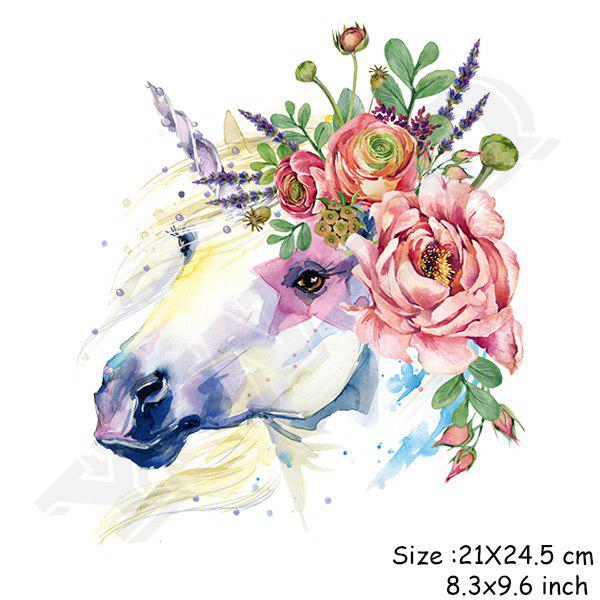 Цветочные наклейки с единорогом для девочек и мальчиков, подарочные значки, аксессуары «сделай сам», теплопередача, декор для одежды, нашивки