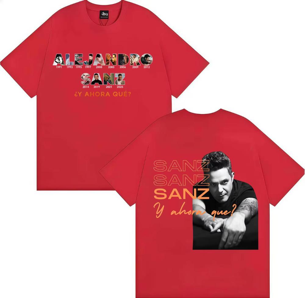 Singer Alejandro Sanz Pop Music Tshrit Fashion Tee Casual Short Sleeve T Shrit Unisex Women Hot Sale Streetwear Teenagers
