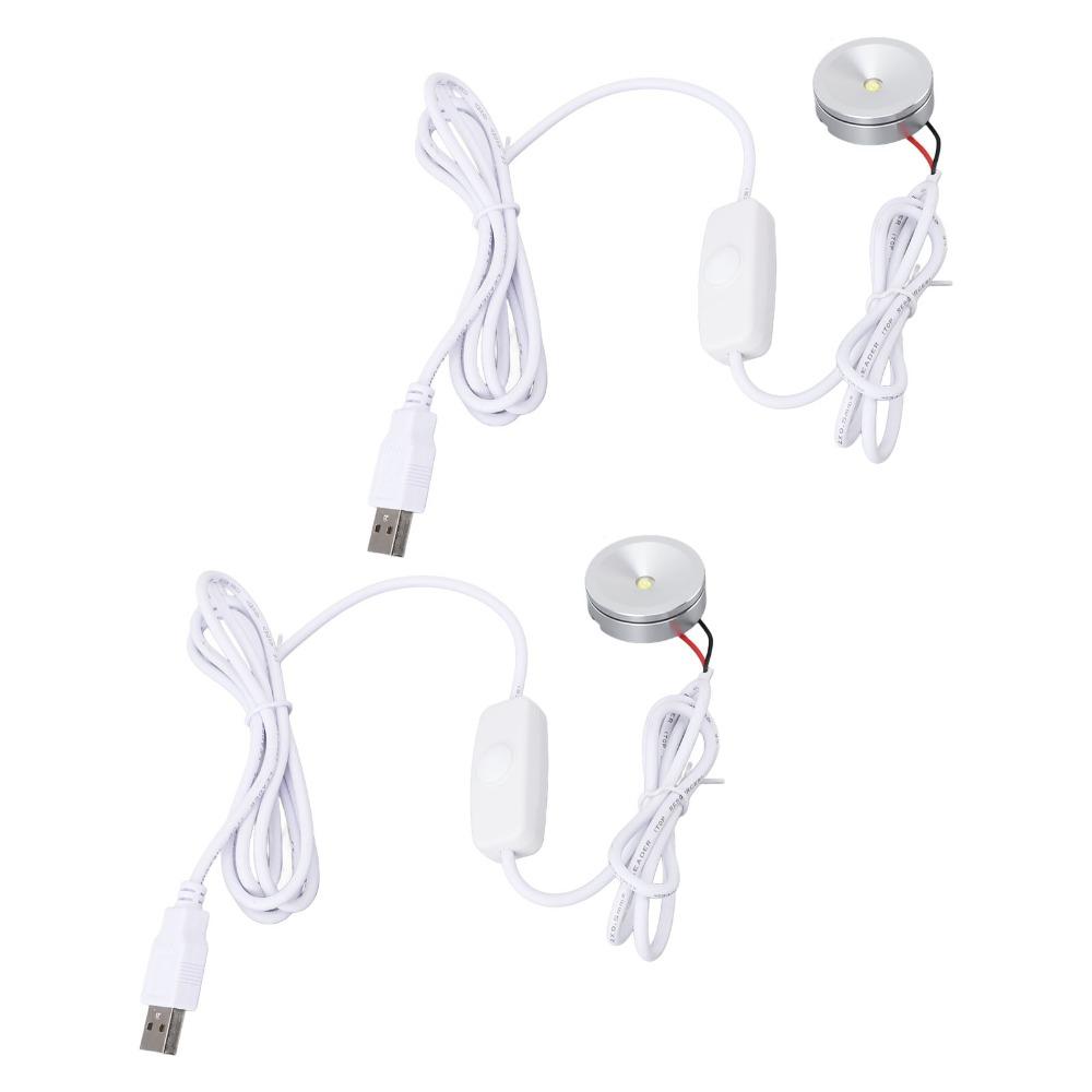 2pcs 6.6ft Cable USB Mini Spotlights 5V Small Spot Lights LED Spotlights Display Cabinets