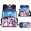 Kids School Backpack Set With Printed Cartoon Design Elementary Students Lightweight Spine-Protective Durable Oxford Fabric