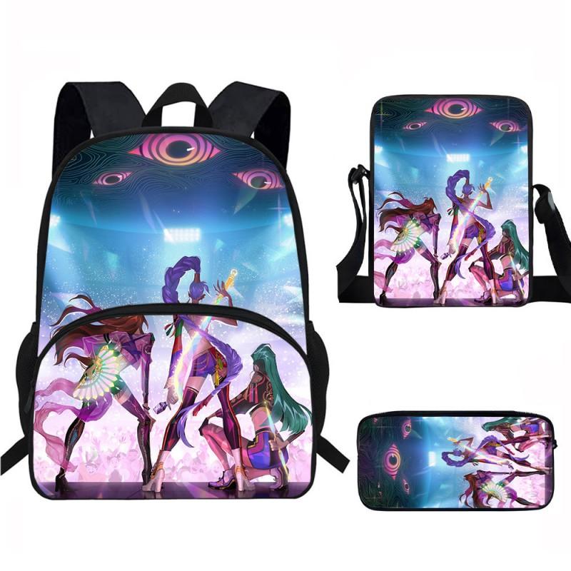 Kids School Backpack Set With Printed Cartoon Design Elementary Students Lightweight Spine-Protective Durable Oxford Fabric
