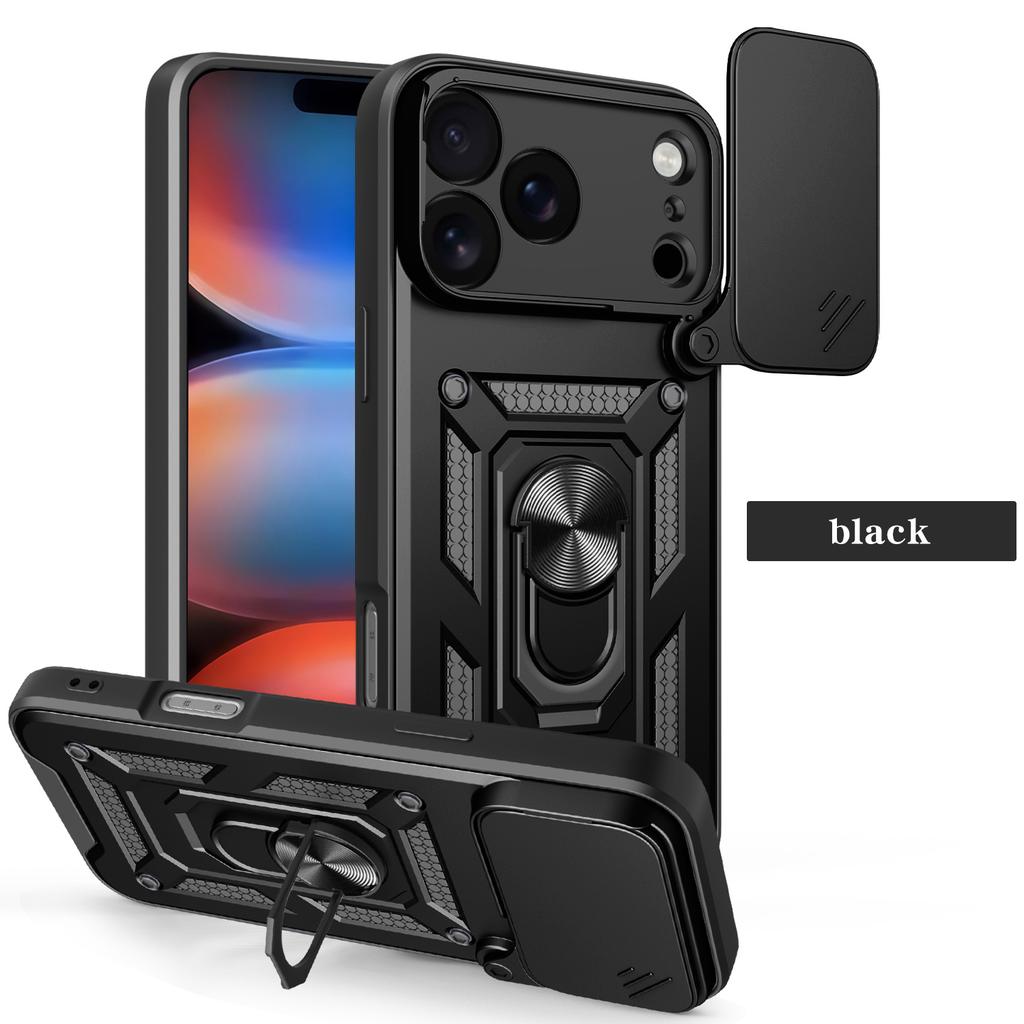 Чехол для iPhone 17 Pro Max 17 Air Case Сдвижная защита камеры Кольцо-подставка Ударопрочный чехол для телефона для iPhone 17 Pro Capa