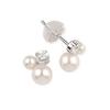 Серьги из белого золота 14 карат с жемчугом Акойя и кубическим цирконием 14k K14 жемчуг камень июня Sa212 [Четырехлистный клевер] женские