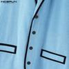 INCERUN Men Lapel Sleeveless Stitching Slim Waist Buttons Up Rib Vest Waistcoat