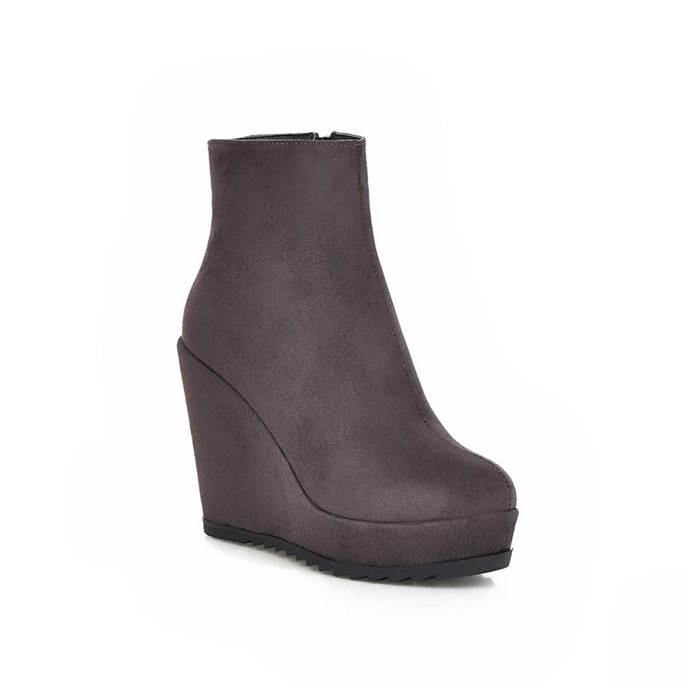 Мода 2025 Осень Зима Новые Стильные Женские Ботильоны Сексуальная Платформа Круглый Носок Клинья Ботинки Женские Ботильоны Большой размер 34-42 Синий Красный