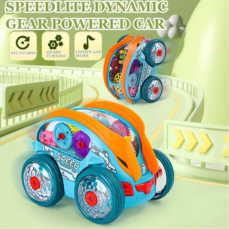 Speedlite Dynamic Gear-Powered Car со светодиодными фарами, игрушечная машинка Speed Lite со светом и музыкой, машина для трюков и сальто