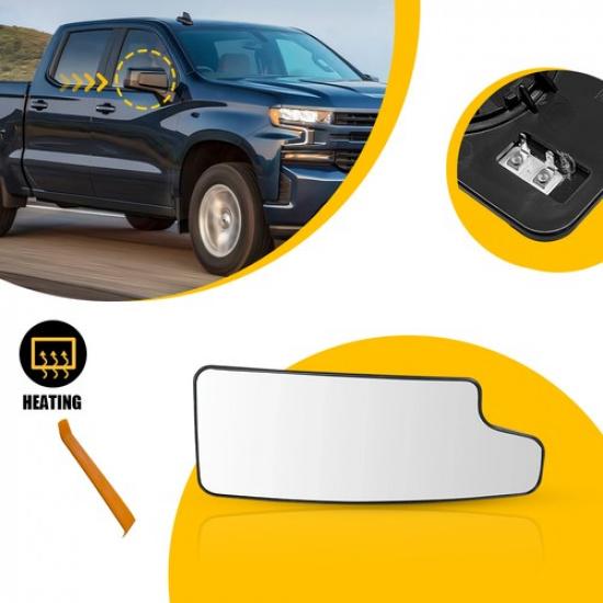 Door Mirror Glass Heated With Plate For - Chevy Silverado Passenger Side
