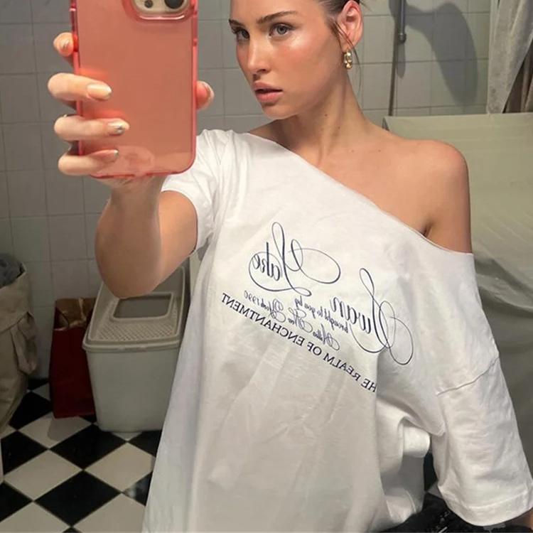 VAYLA Casual Relax Woman T-shirt Letter Women Hot New Versatile Street Atmosphere Style Fashionable Chick Summertime Tops