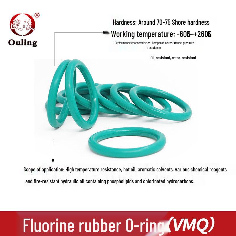 Green Oil-Resistant Fluororubber O-ring, Outer Diameter 41-50mm, Thickness 2mm