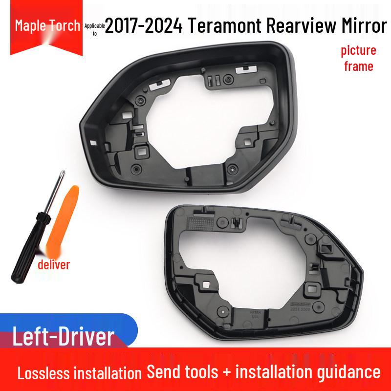 Fits 2017-2024 Volkswagen Teramont: Exterior Rearview Mirror Shell, Backup Mirror Lens, Turn Signal Frame, Reflective Lamp Cover