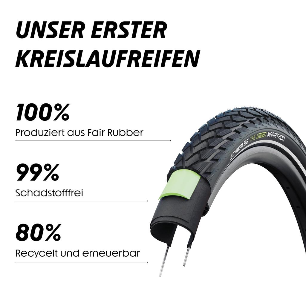 SCHWALBE Marathon 20x1.75 Clincher Tire (Genuine) for Small-Diameter Bikes and City Riding