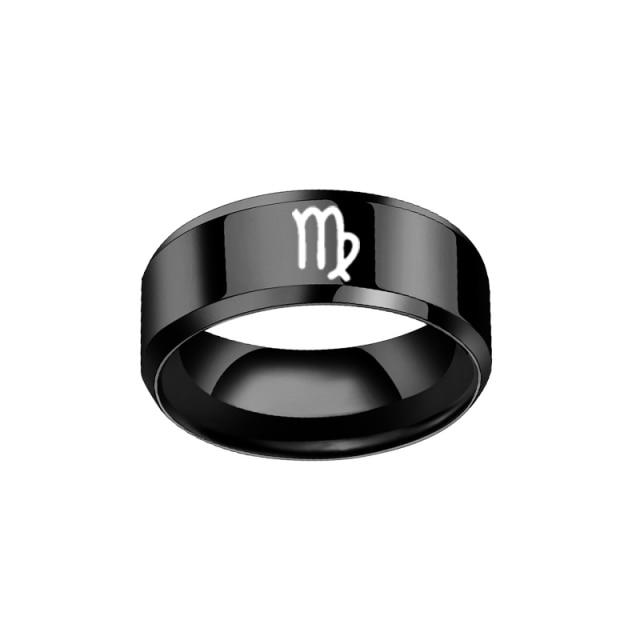 12 Zodiac Ring Aries Taurus Gemini Cancer Virgo Libra Scorpius Sagittarius Capricornus Wedding Stainless Steel Rings Jewelry