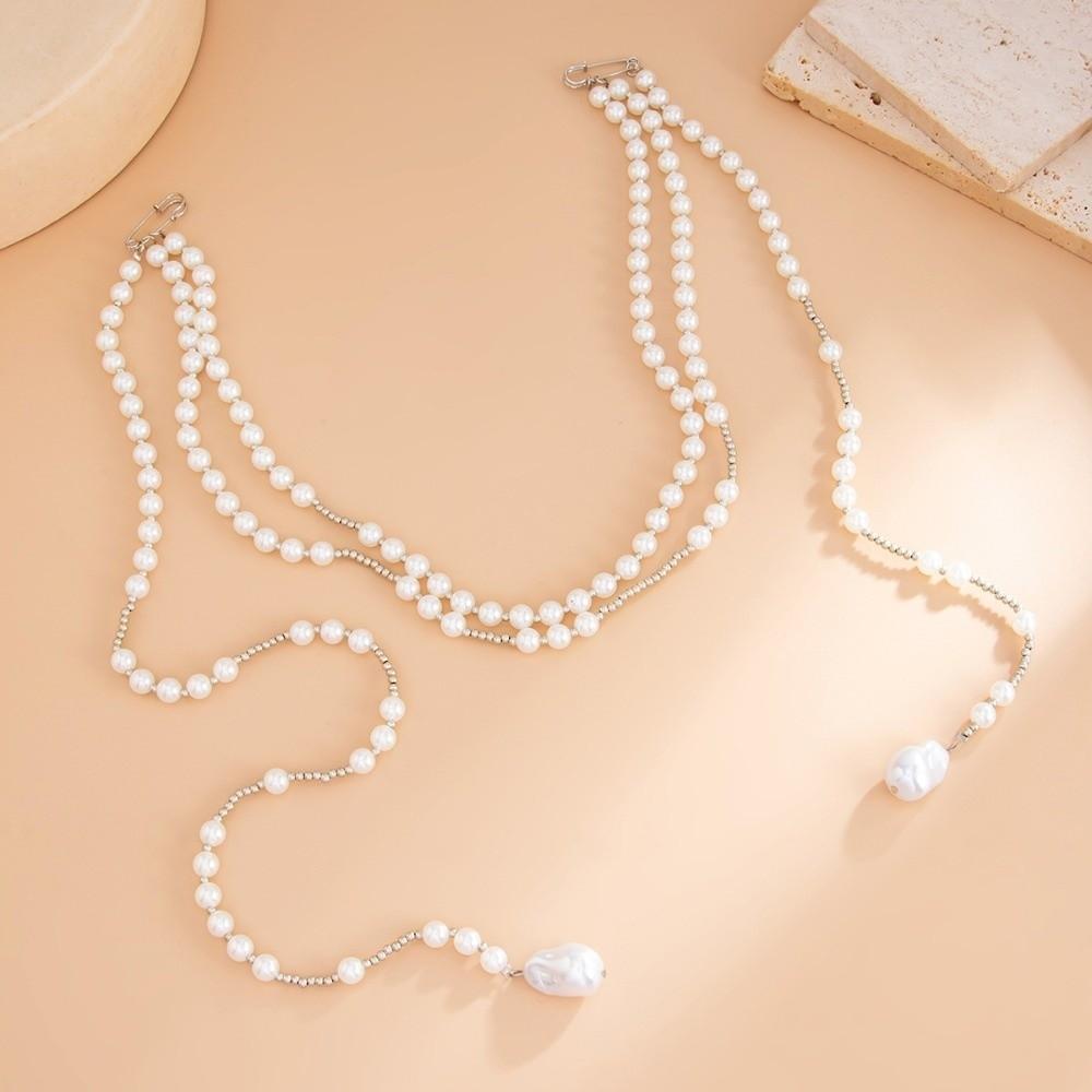 Pant Chains Pearls Chains Brooch Corsage Ornament Metal Multi-layer Necklace Tassel Chain Pin Men